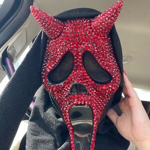 Spirit Red and Black Rhinestone Devil Face Mask
